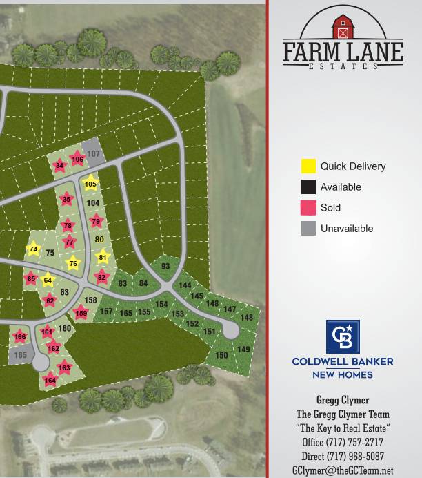 Farm Lane Lot Map Showing Lot Status As Of 4/27/21